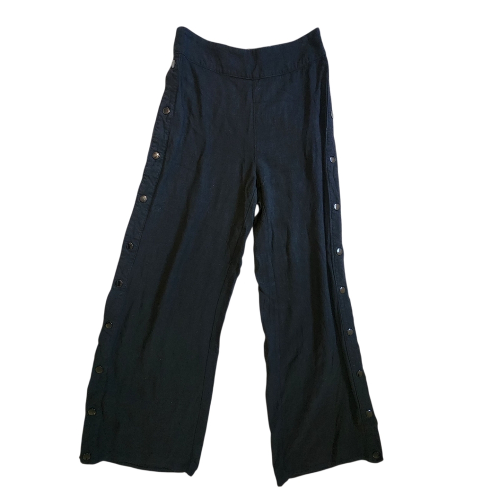 Aqua Women's Black Wide-Leg Snap Button Pants XS